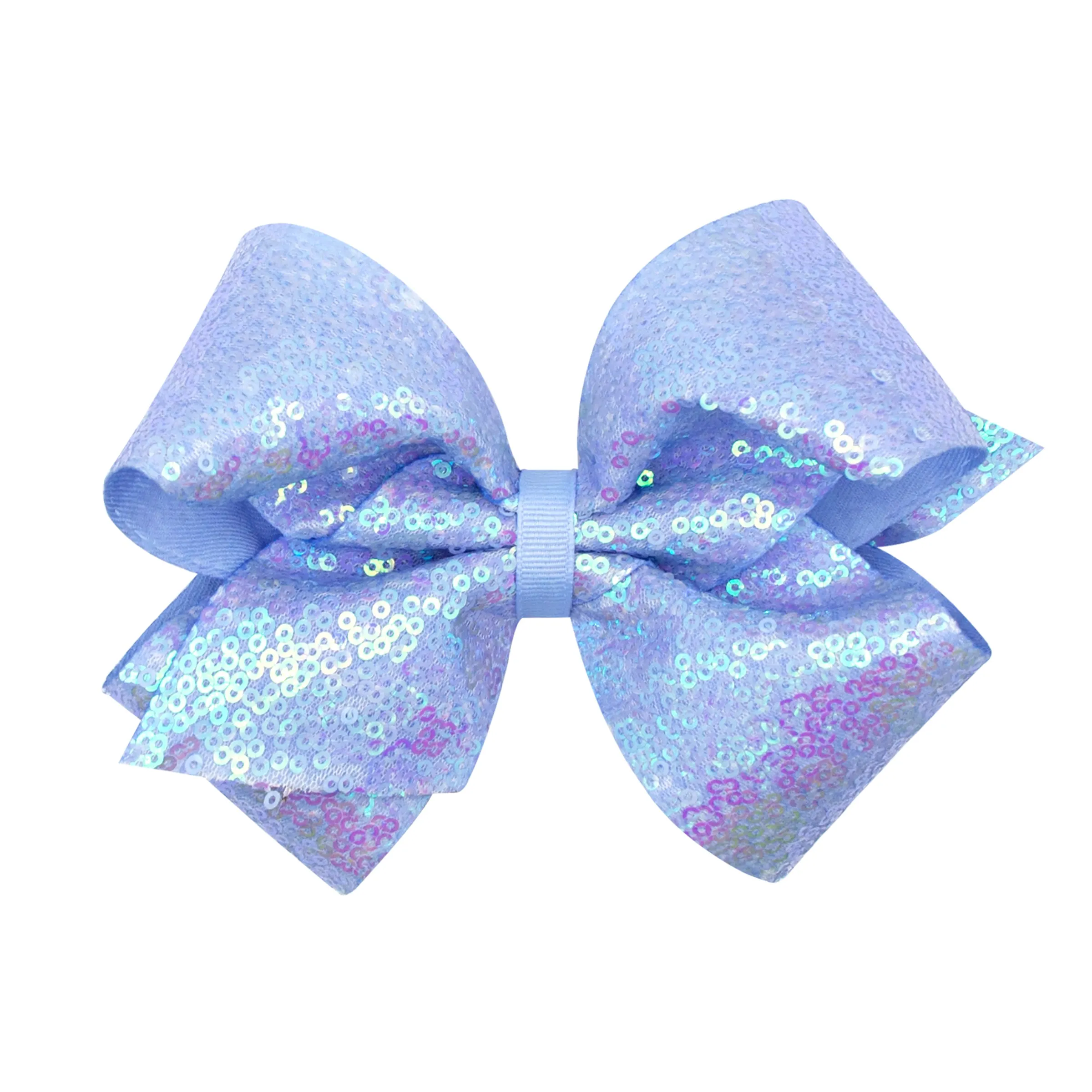 King Iridescent Sequin Hair Bow on Clippie - 12 Colors