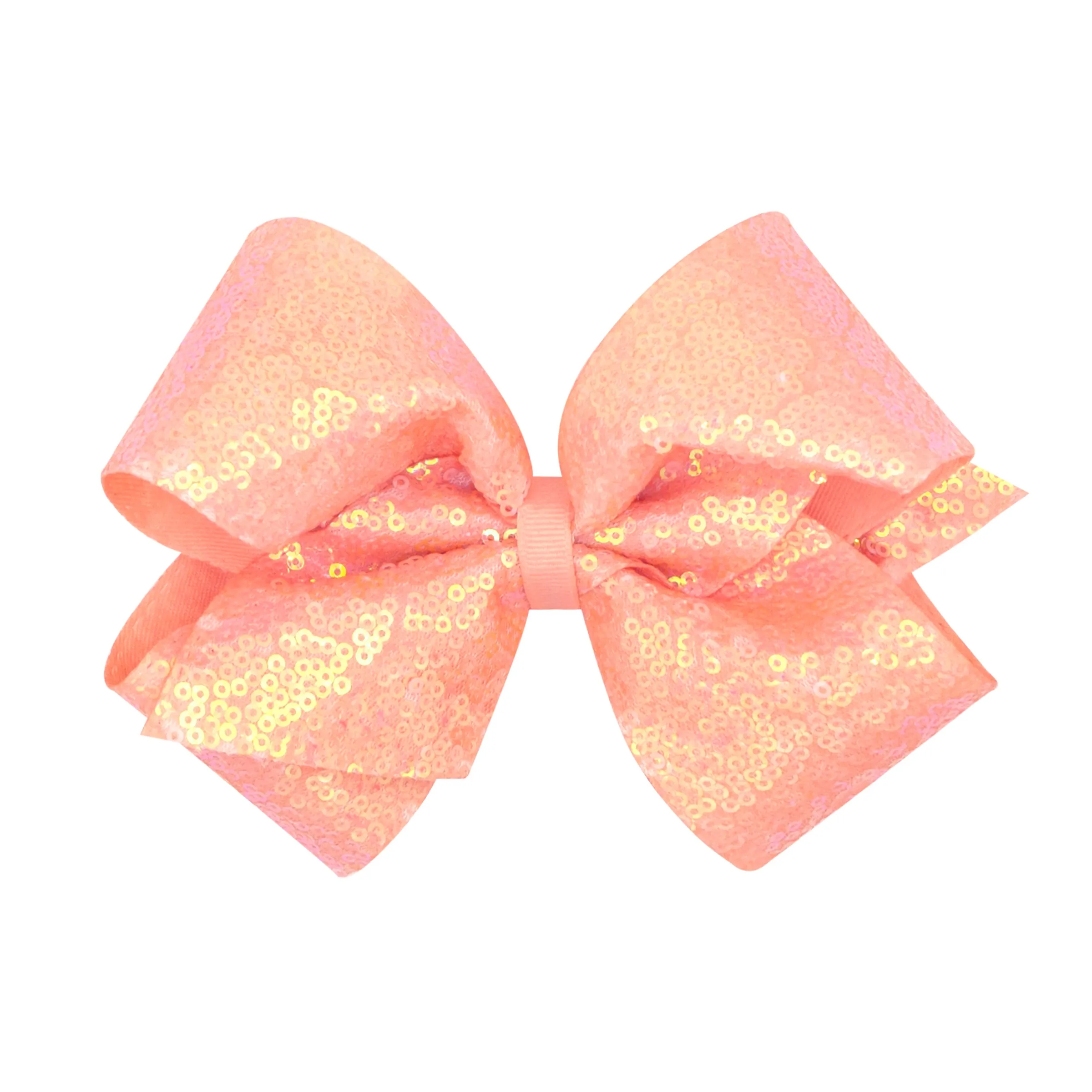 King Iridescent Sequin Hair Bow on Clippie - 12 Colors