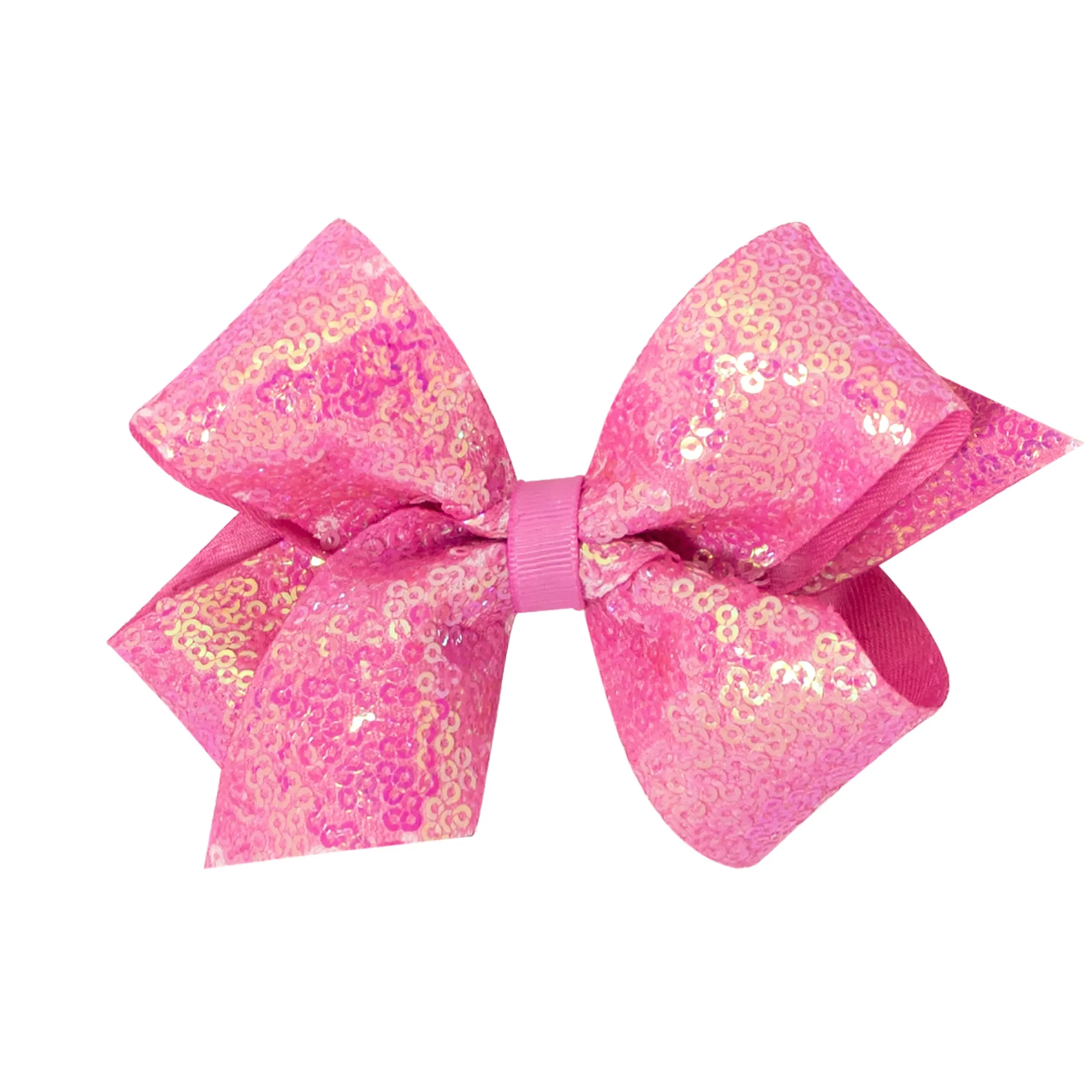 King Iridescent Sequin Hair Bow on Clippie - 12 Colors