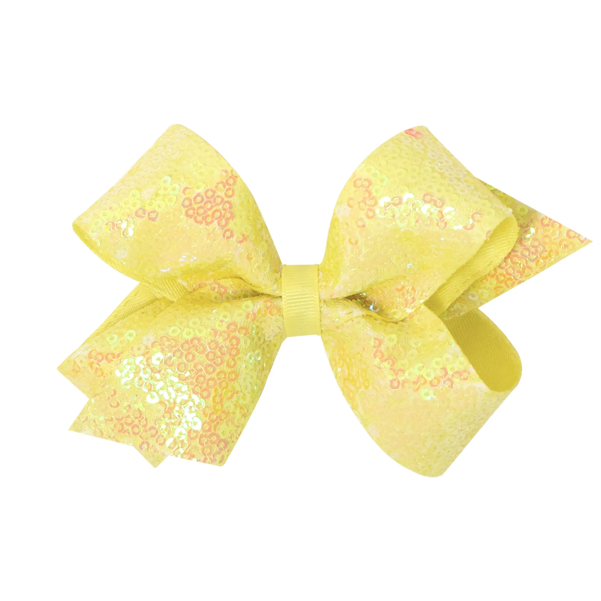 King Iridescent Sequin Hair Bow on Clippie - 12 Colors