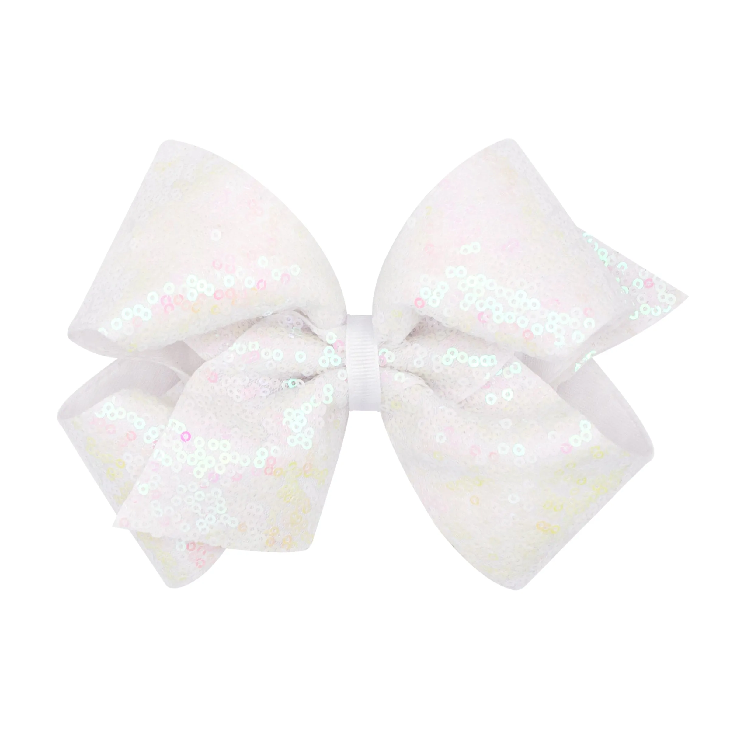 King Iridescent Sequin Hair Bow on Clippie - 12 Colors