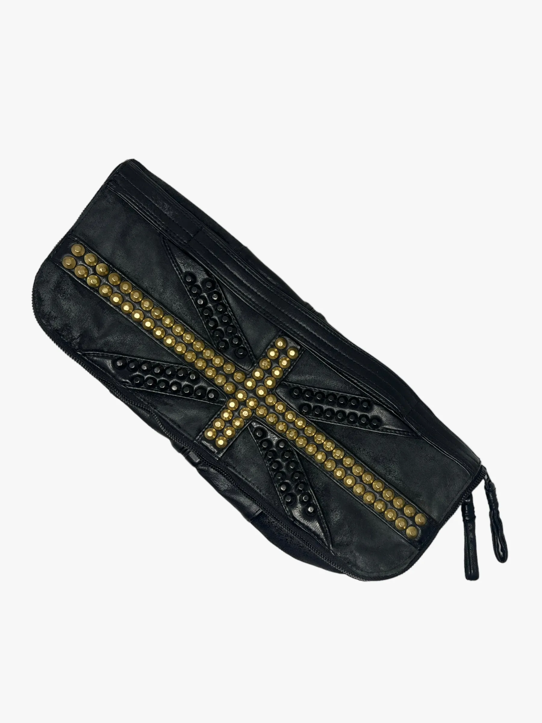 KmRii Union Jack Studded Leather Arm Clutch / Laptop Bag