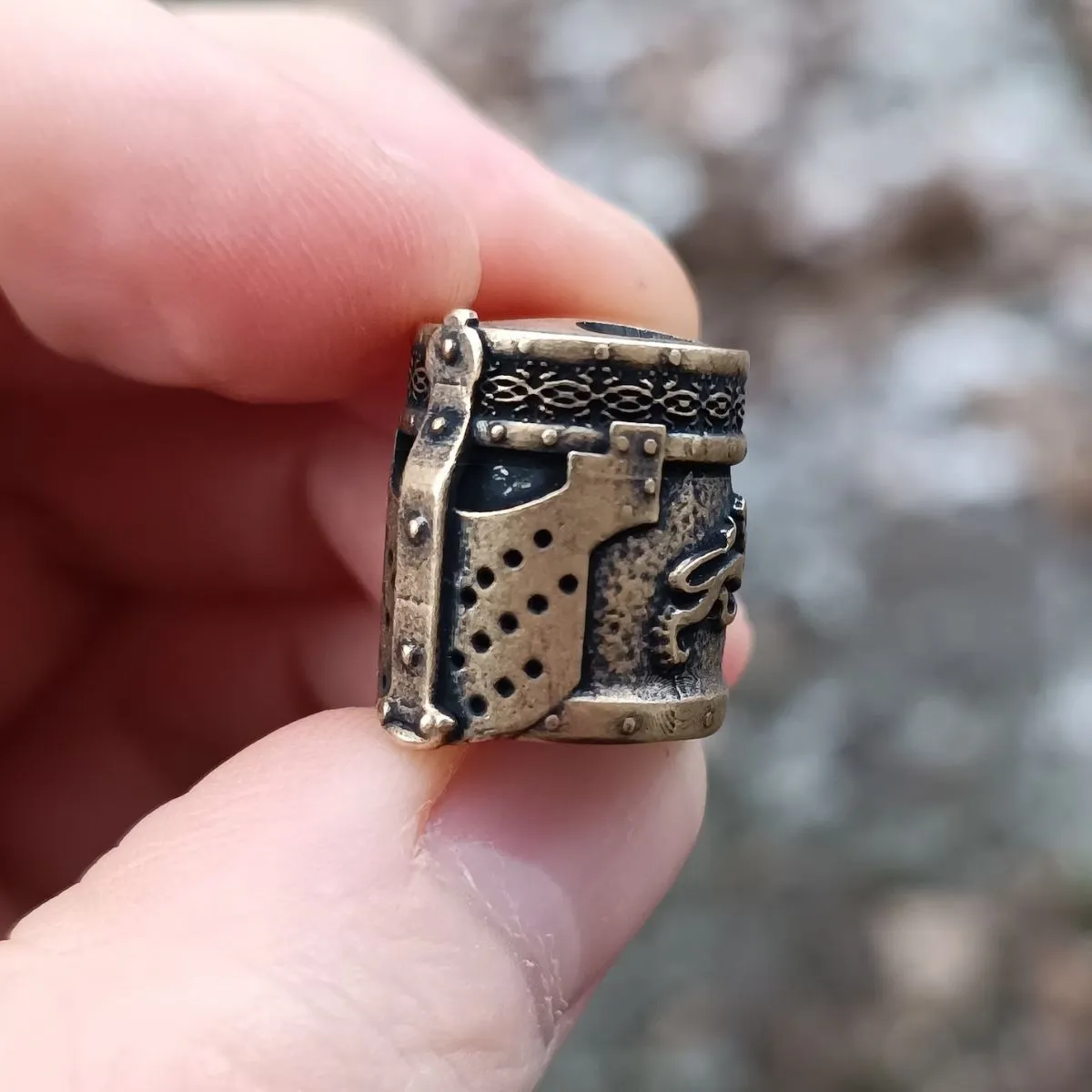Knight templar helmet paracord bead