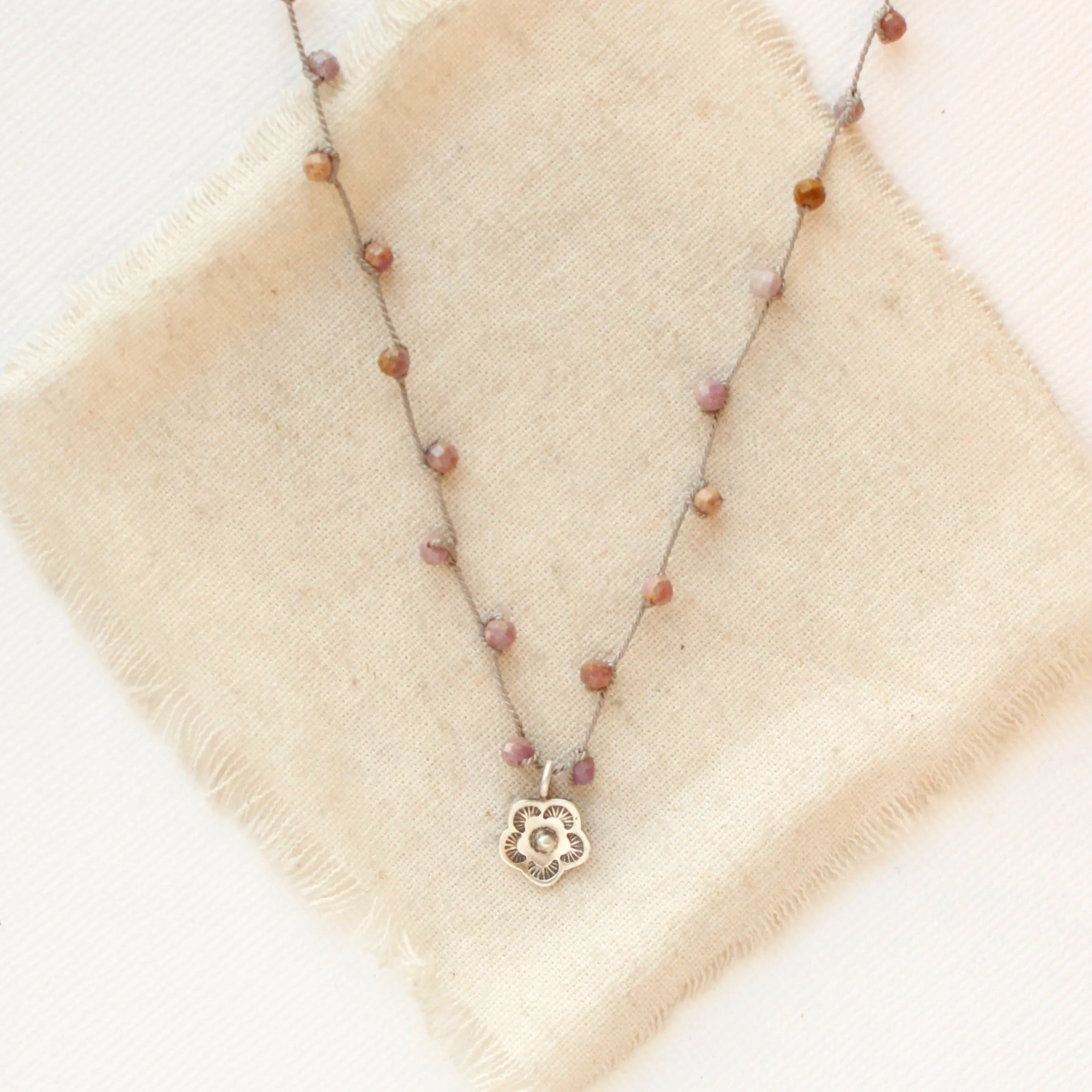 Knotted Phosphosidierite Mini Cactus Flower Necklace