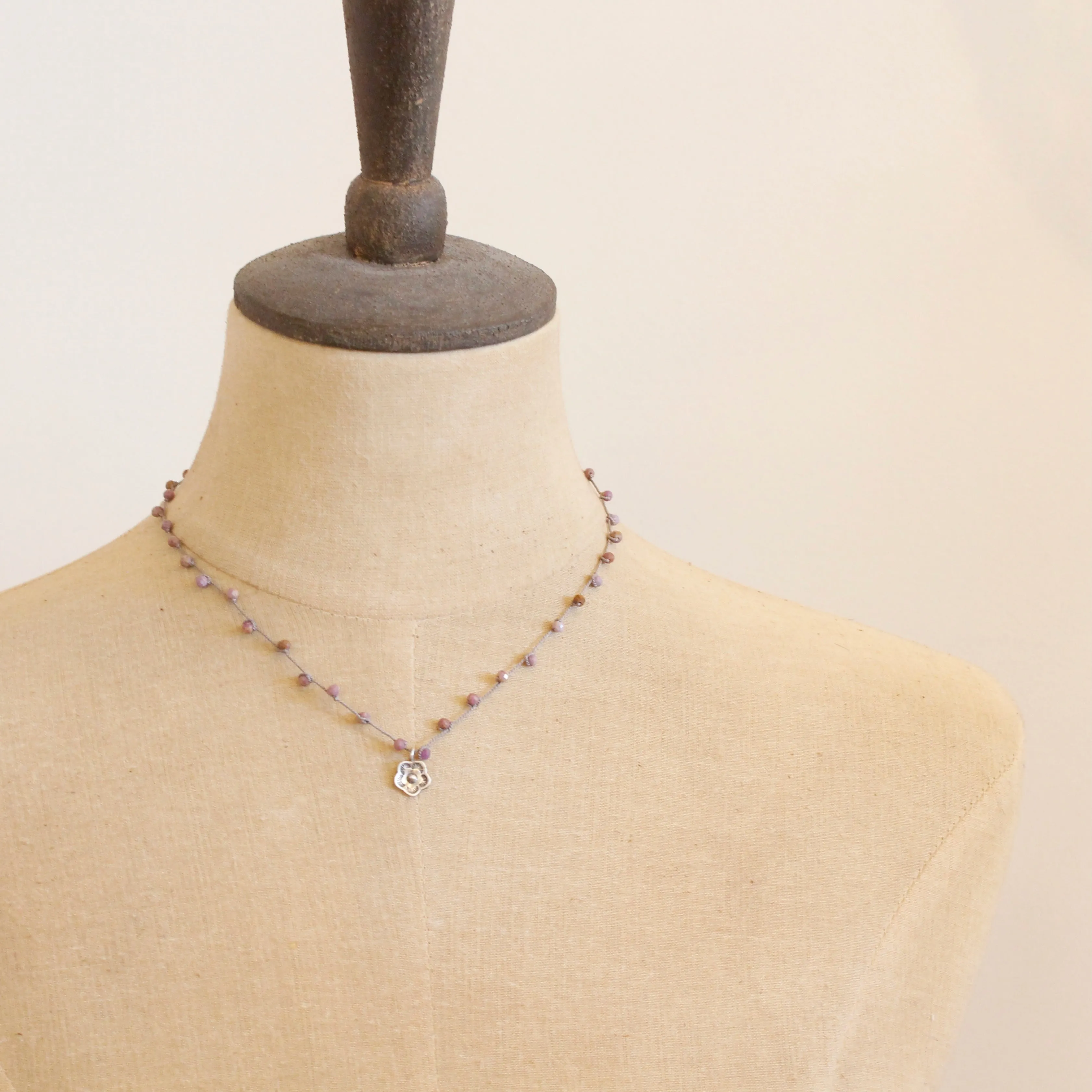 Knotted Phosphosidierite Mini Cactus Flower Necklace