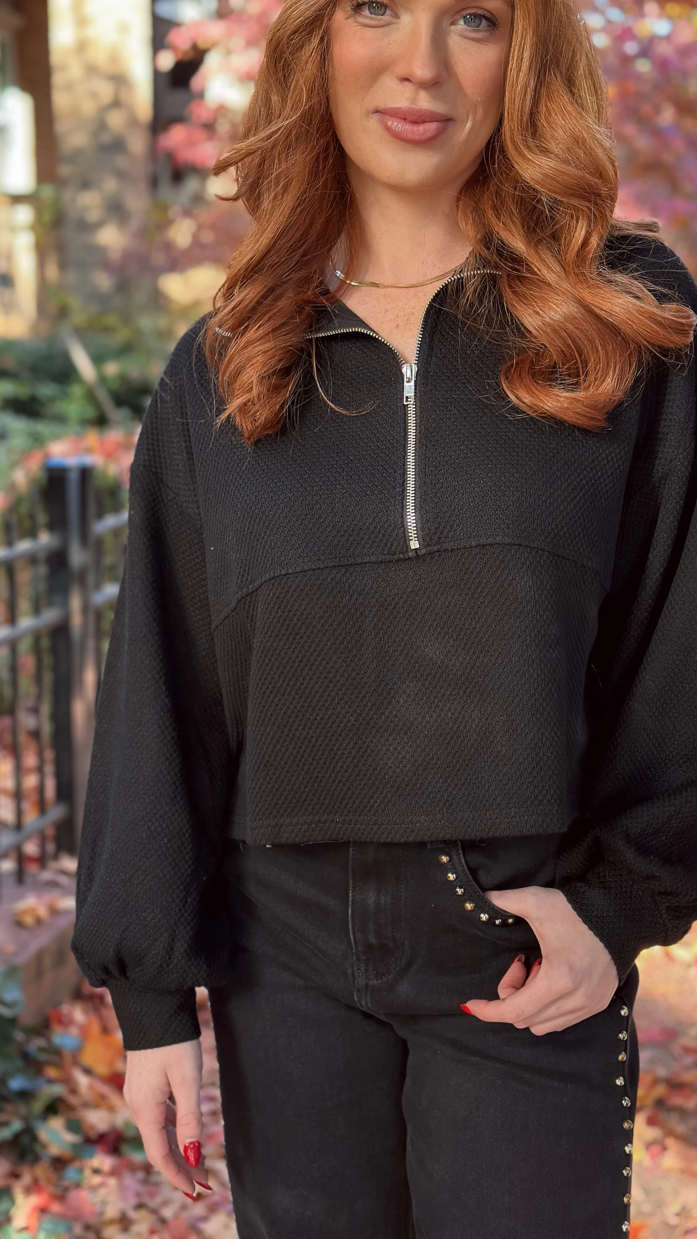 Laia Black Thermal Quarter Zip