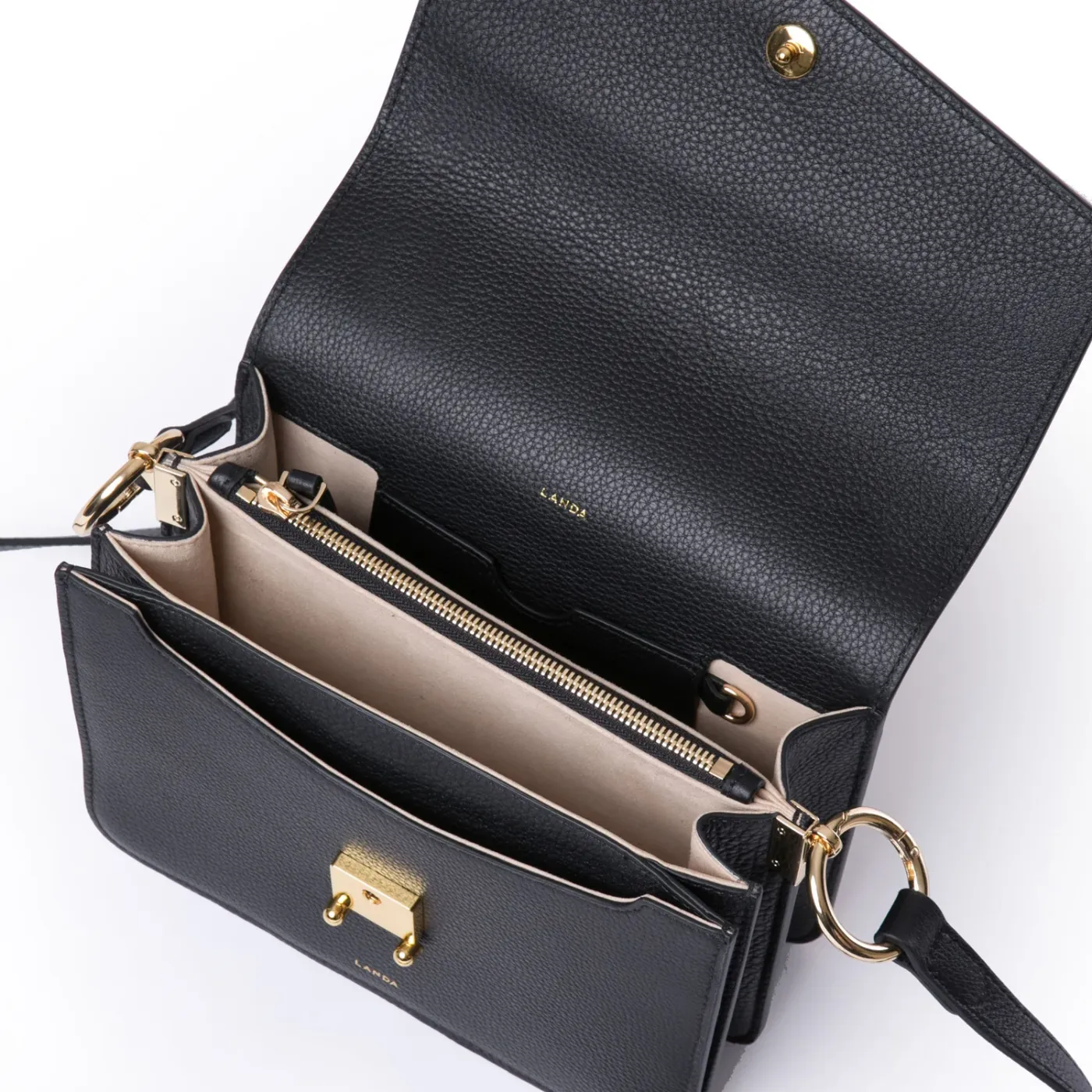 Landa Teca Bag With Gold Hardware | Black