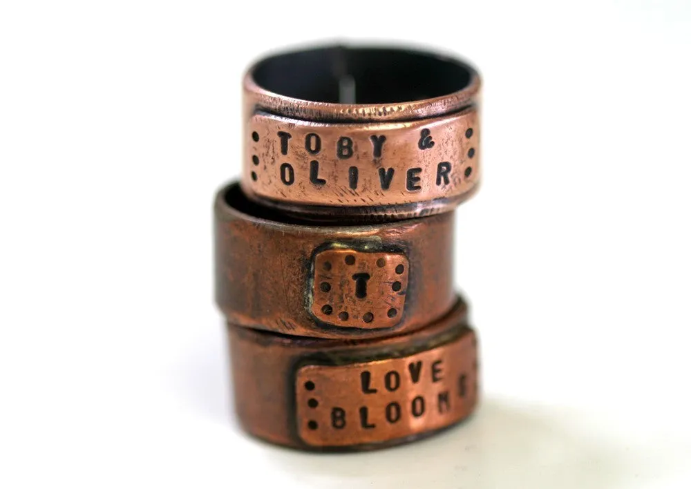 Large Copper Wide Band Ring Personalized (S0281)