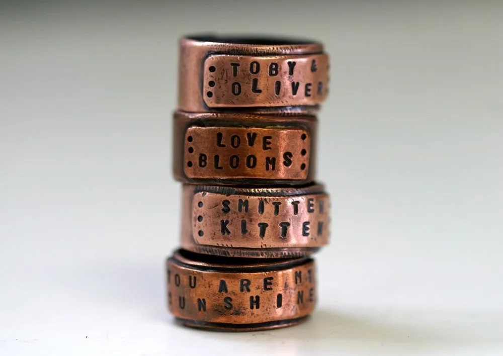 Large Copper Wide Band Ring Personalized (S0281)