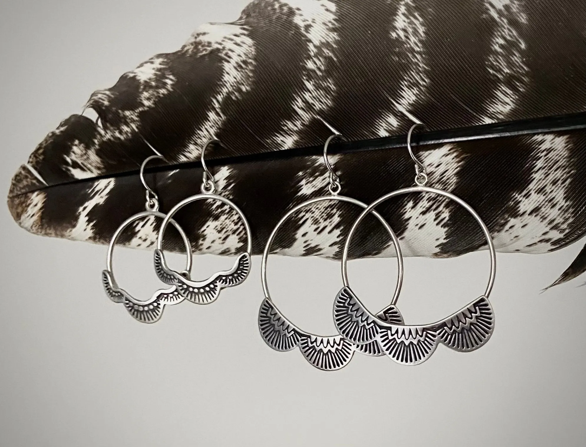 Large Hand Stamped Hoops