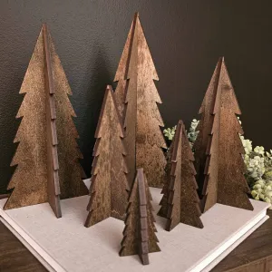 Large-Wood 3D Stained Trees Holiday Christmas Decor