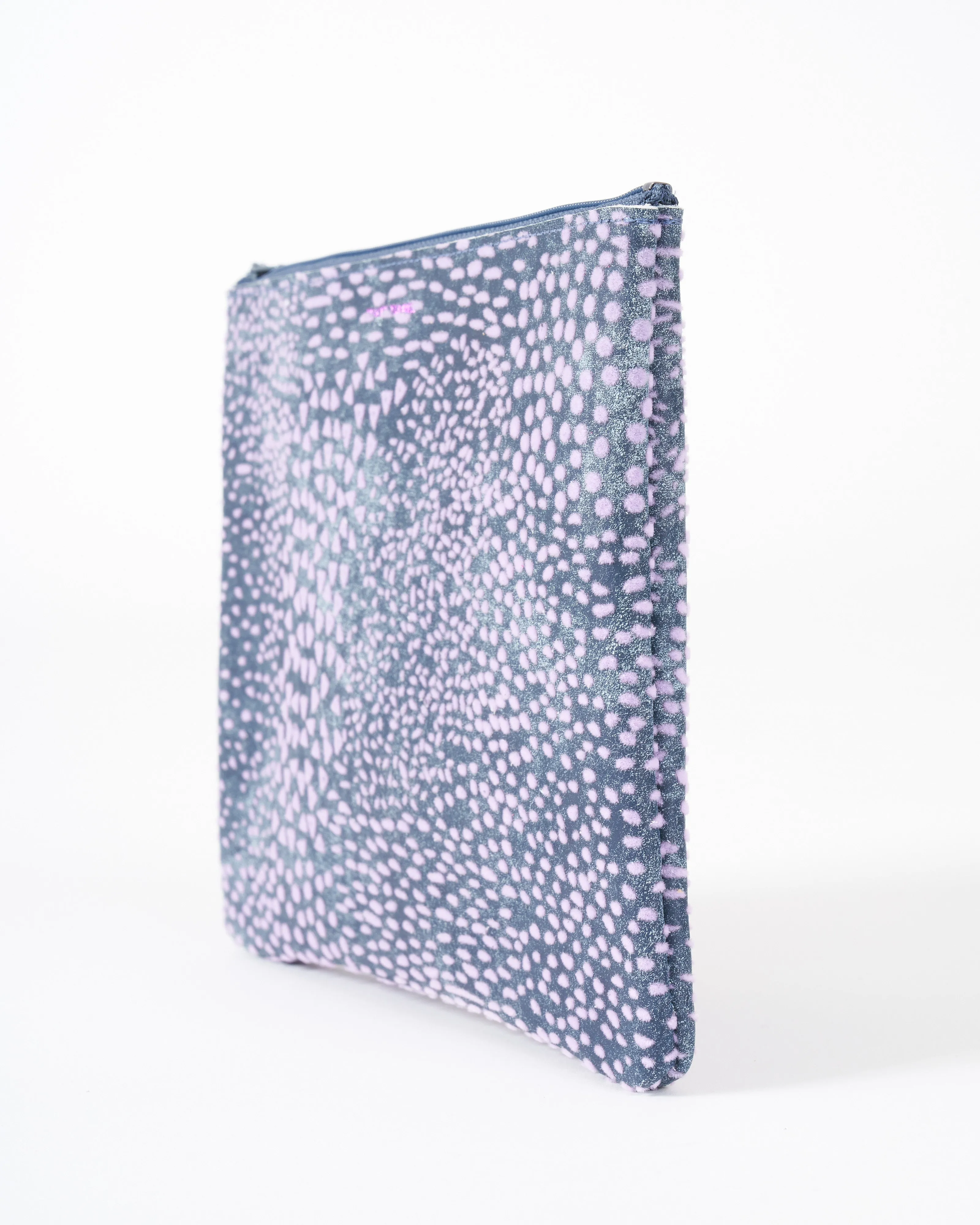 large zip pouch - flock denim