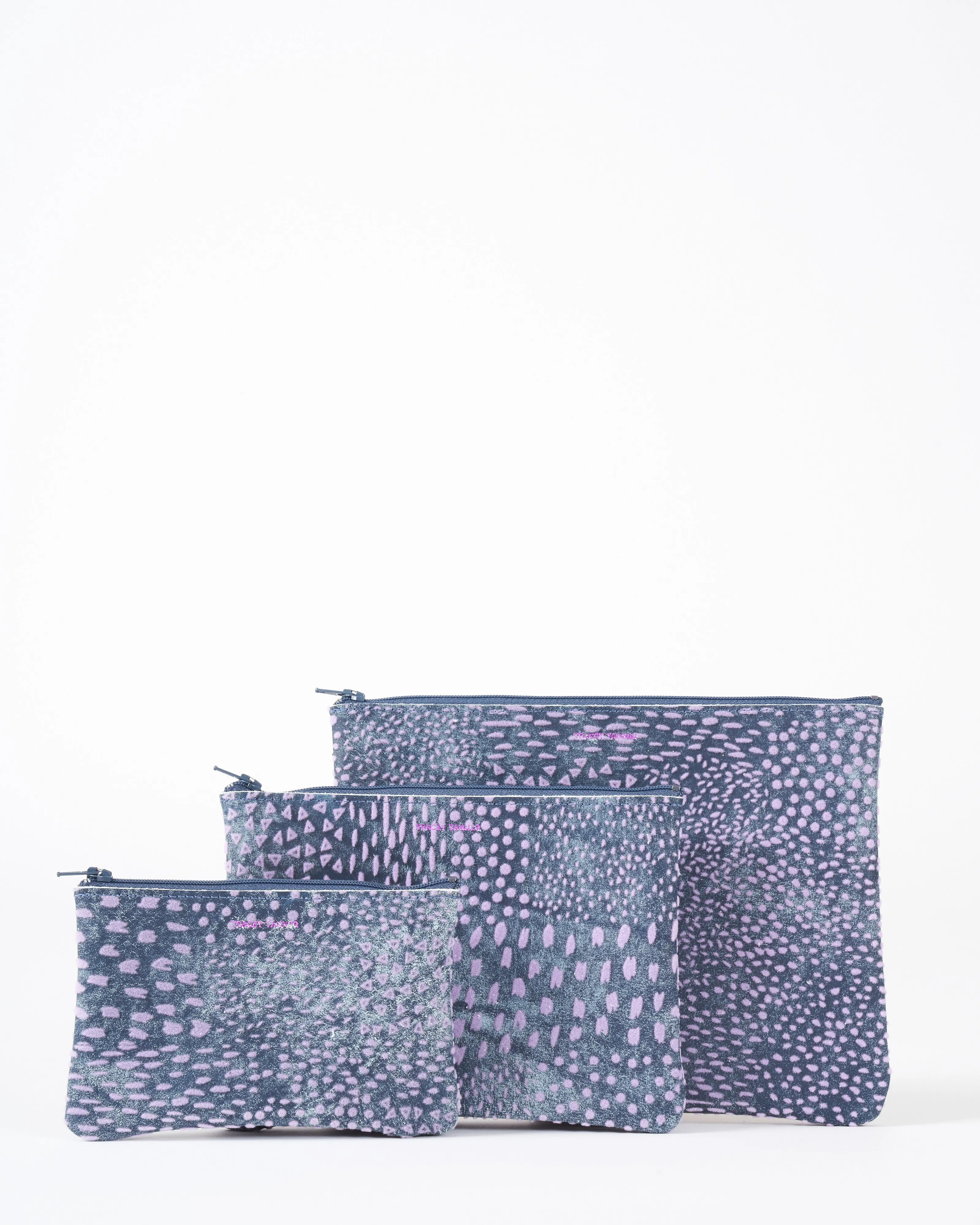 large zip pouch - flock denim