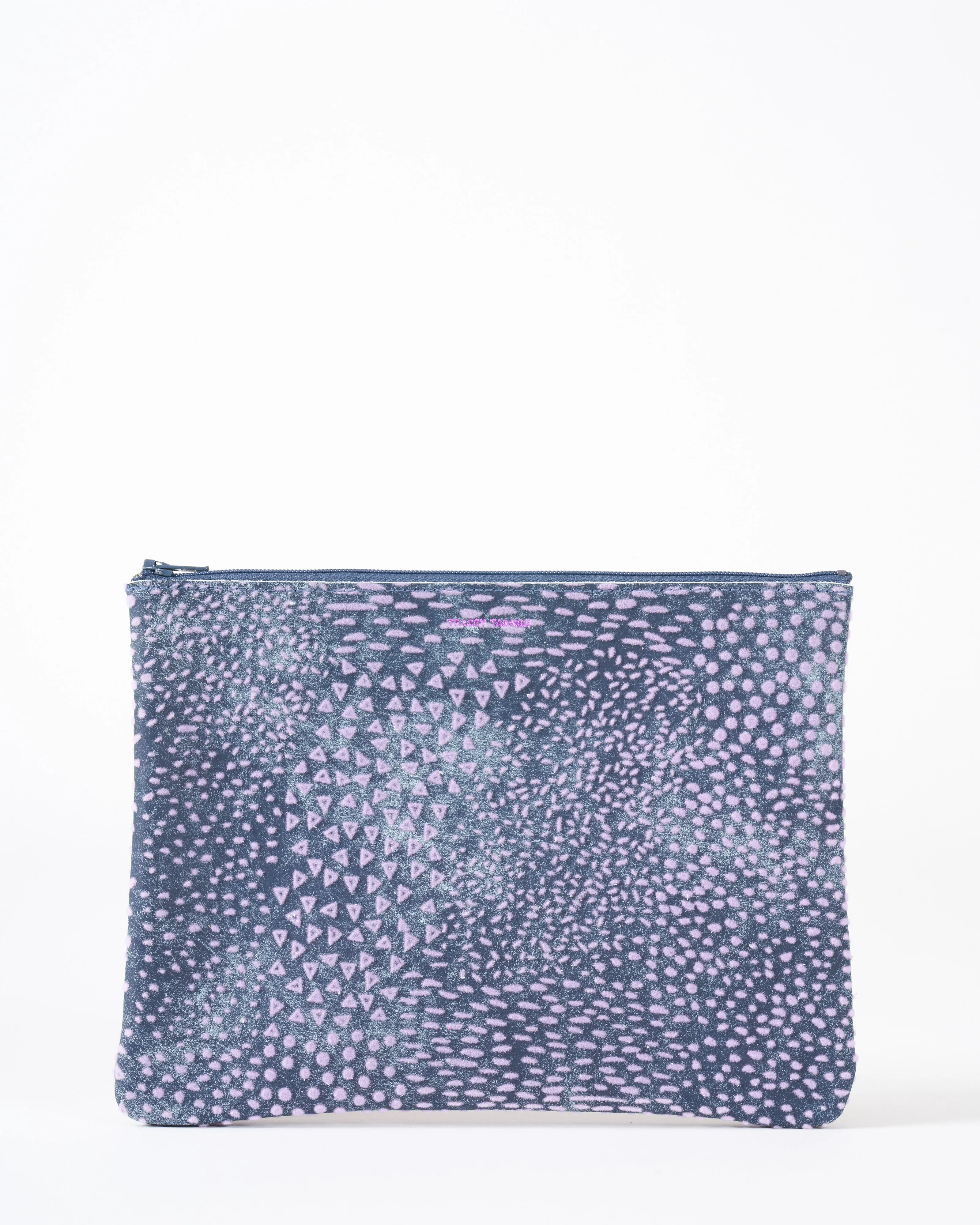 large zip pouch - flock denim