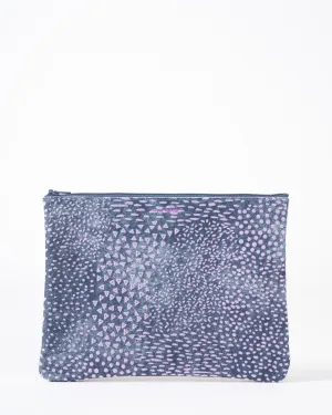 large zip pouch - flock denim