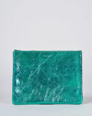 large zip pouch - hologram jade