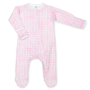 Lavender Bow Pink Gingham Classic Footie