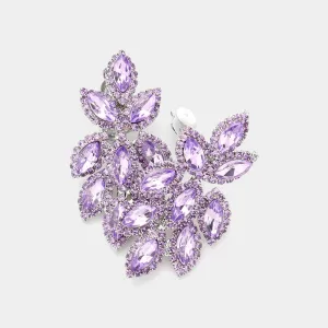 Lavender Crystal Rhinestone Oval Cluster Clip On Earrings | 614107