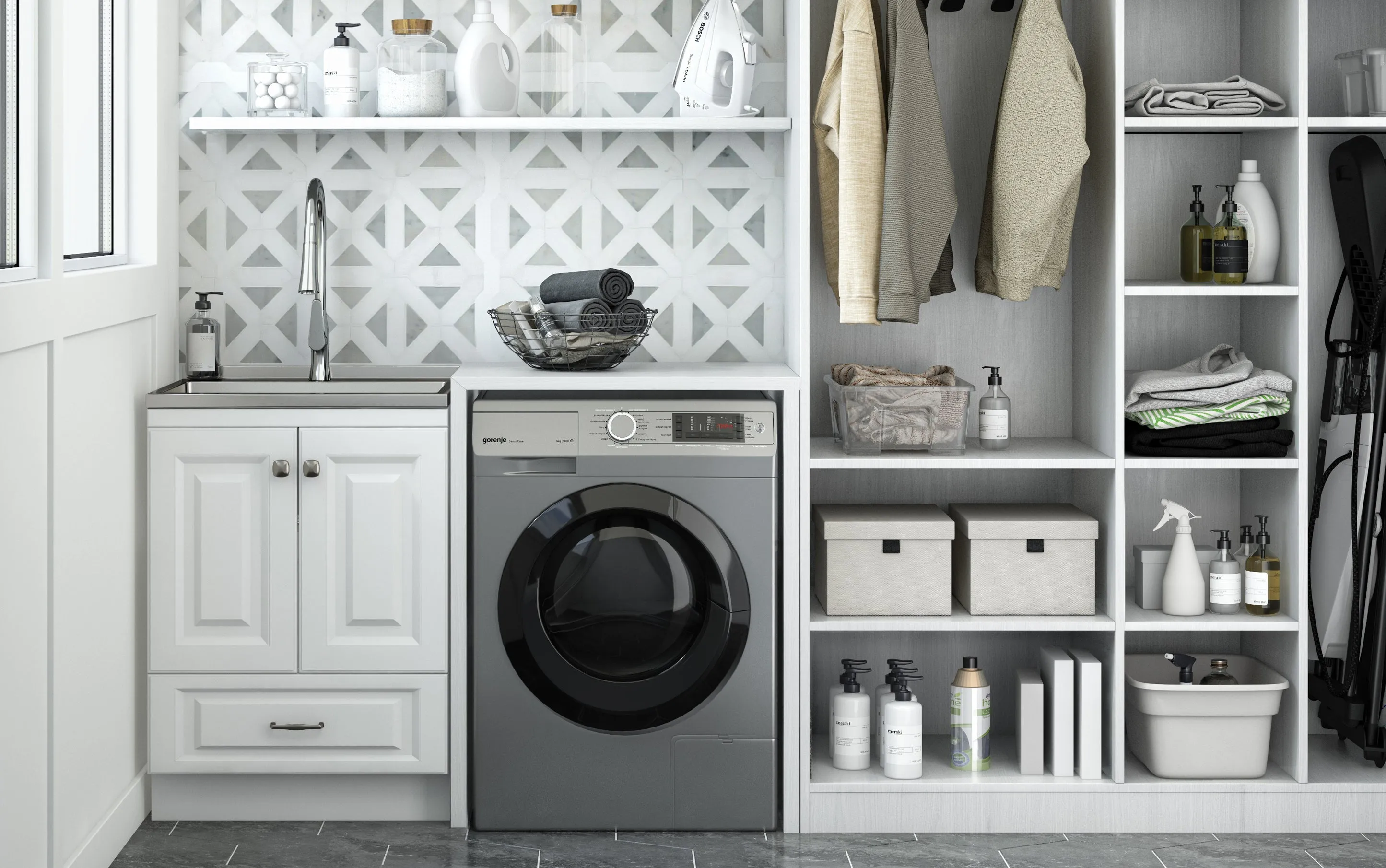 Lawrence All-In-One 24 inch Laundry Utility Sink and Cabinet