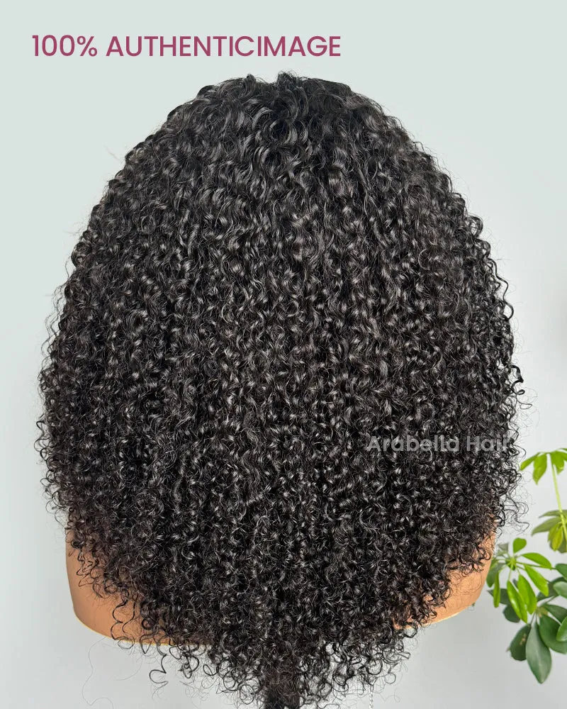 【Limited Design】Special Jerry Curl Natural Black 6-inch Deep Lace Double Drawn Human Hair Wigs