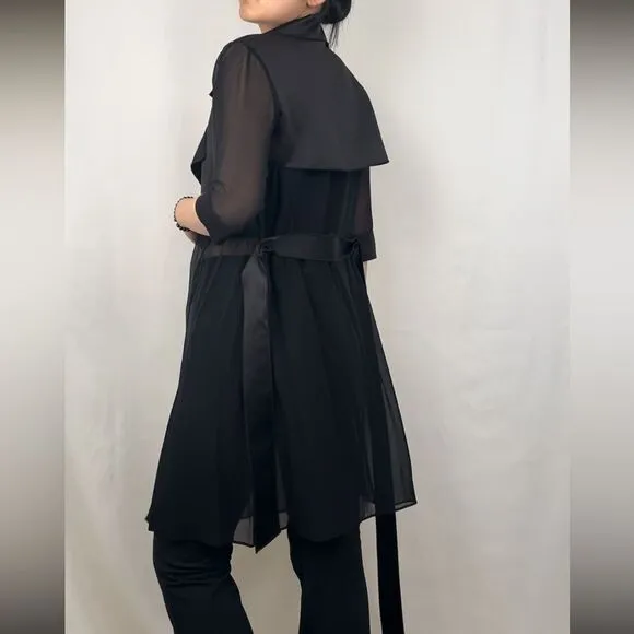 Limmy &amp; Millie Black Sheet and Satin Trench Coat