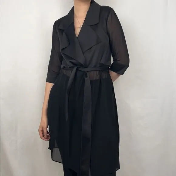 Limmy &amp; Millie Black Sheet and Satin Trench Coat