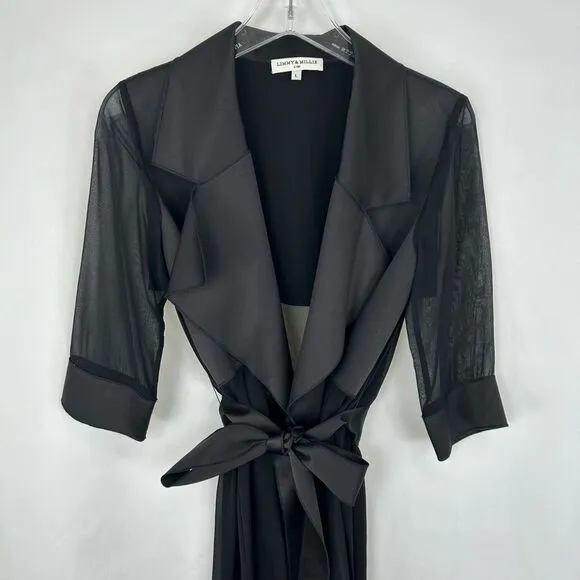 Limmy &amp; Millie Black Sheet and Satin Trench Coat