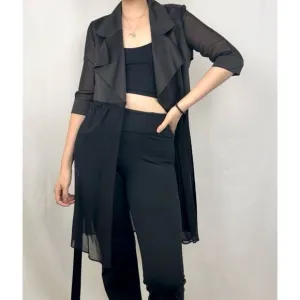 Limmy &amp; Millie Black Sheet and Satin Trench Coat