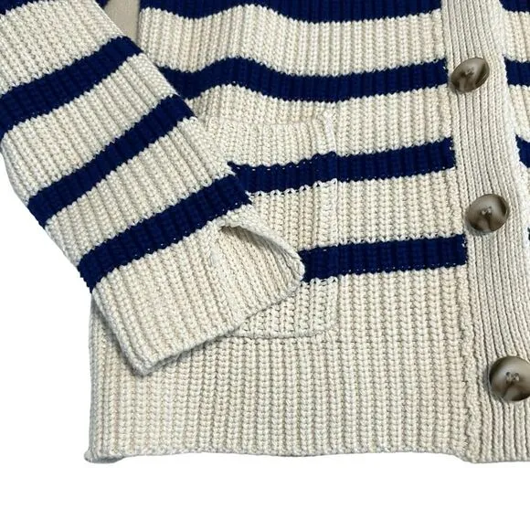 LINE The Label Livy Cardigan Breton Stripe Navy Cream Sz XS