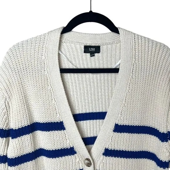 LINE The Label Livy Cardigan Breton Stripe Navy Cream Sz XS