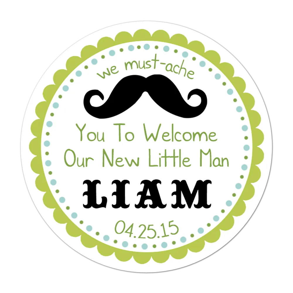 Little Man Personalized Baby Shower Sticker