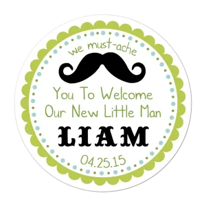 Little Man Personalized Baby Shower Sticker