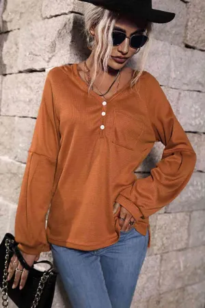 Long Sleeve High-Low Hoodie With Buttons