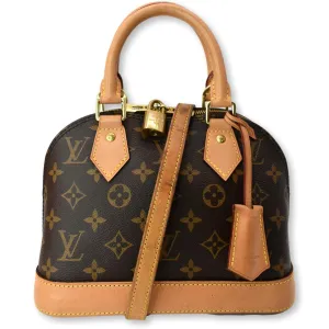 LOUIS VUITTON Alma BB Monogram Canvas Satchel Crossbody Bag Brown