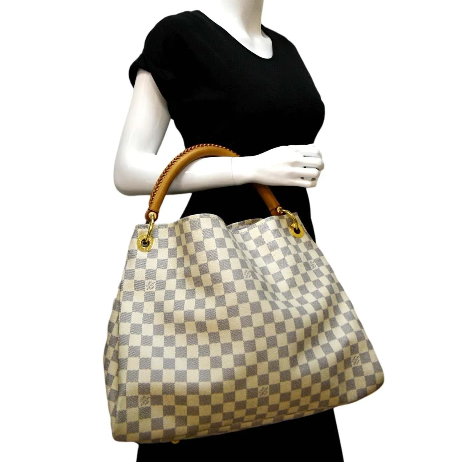 LOUIS VUITTON Artsy MM Damier Azur Hobo Bag White