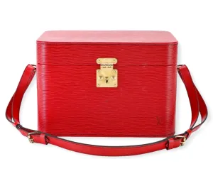 Louis Vuitton Bag, Red Epi Leather Vanity Train Case Shoulder Bag