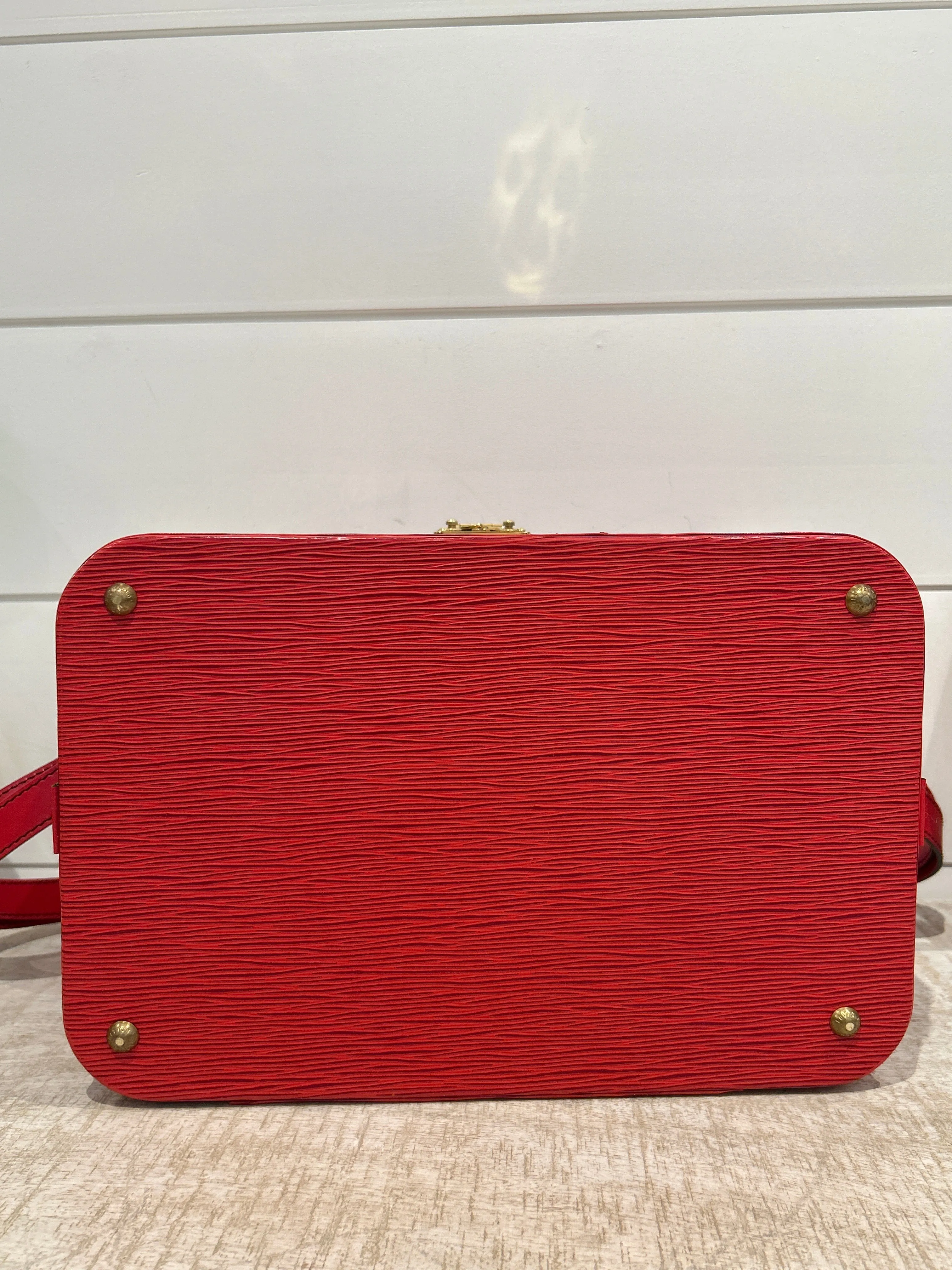 Louis Vuitton Bag, Red Epi Leather Vanity Train Case Shoulder Bag
