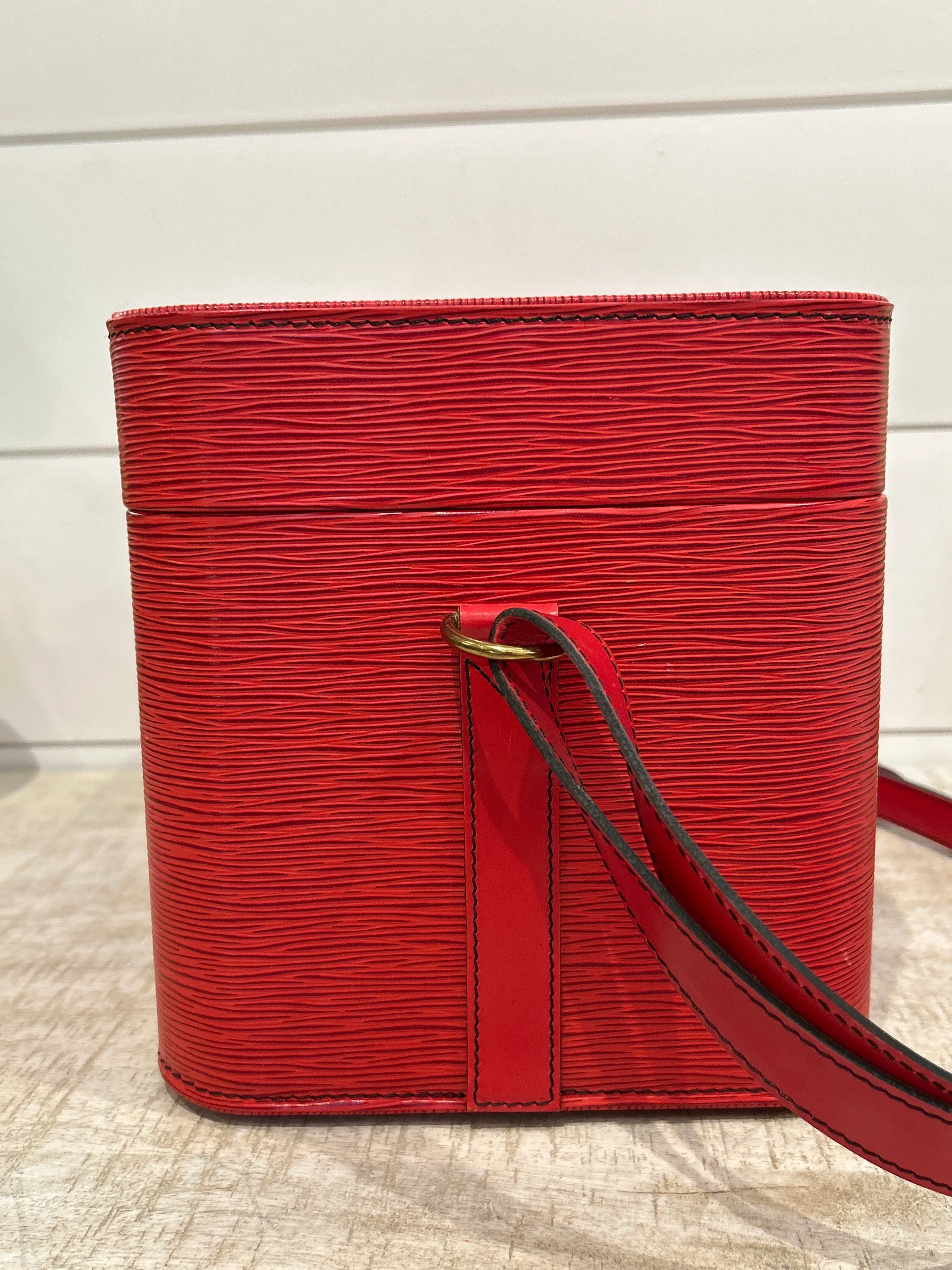 Louis Vuitton Bag, Red Epi Leather Vanity Train Case Shoulder Bag