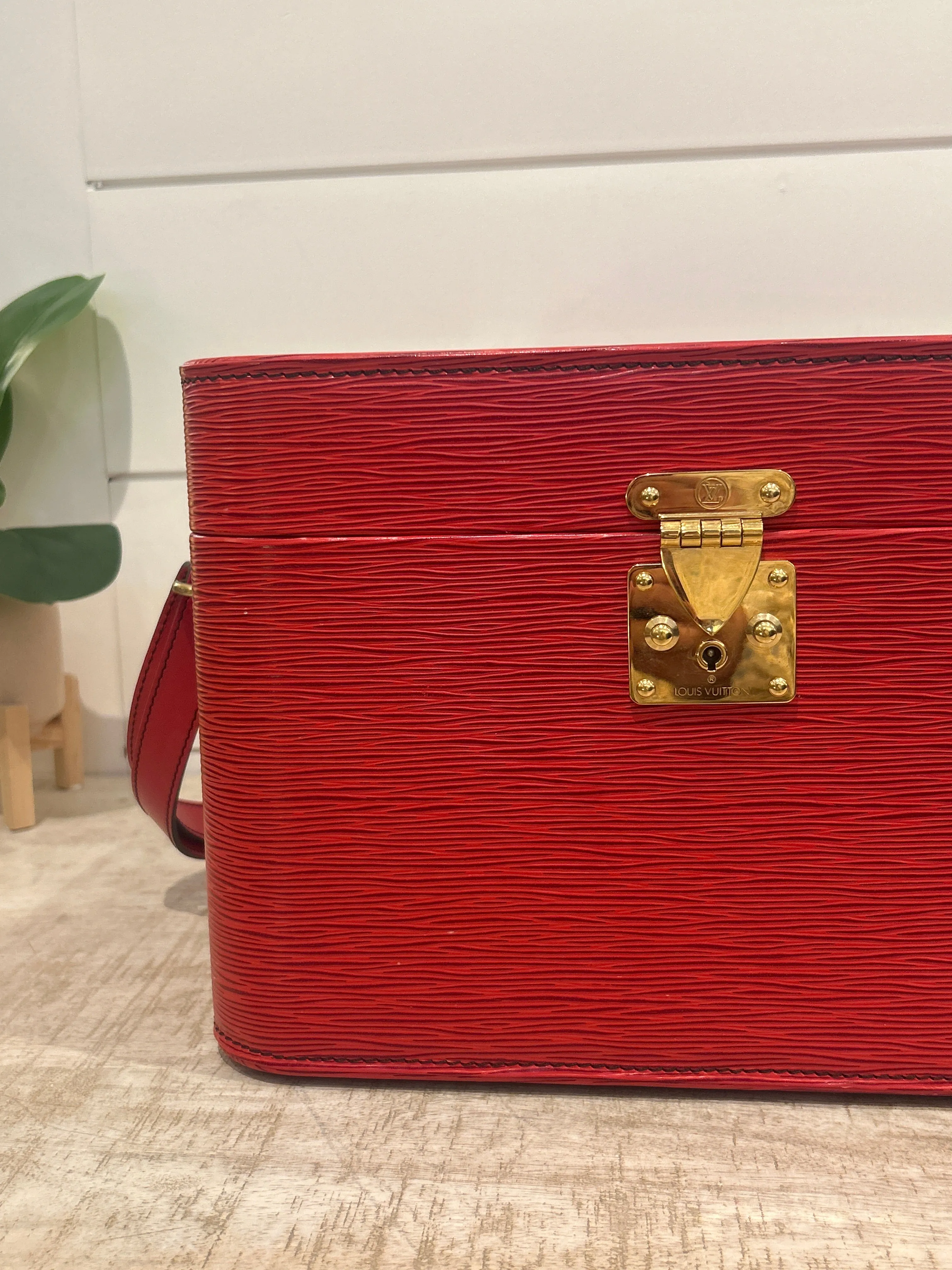 Louis Vuitton Bag, Red Epi Leather Vanity Train Case Shoulder Bag