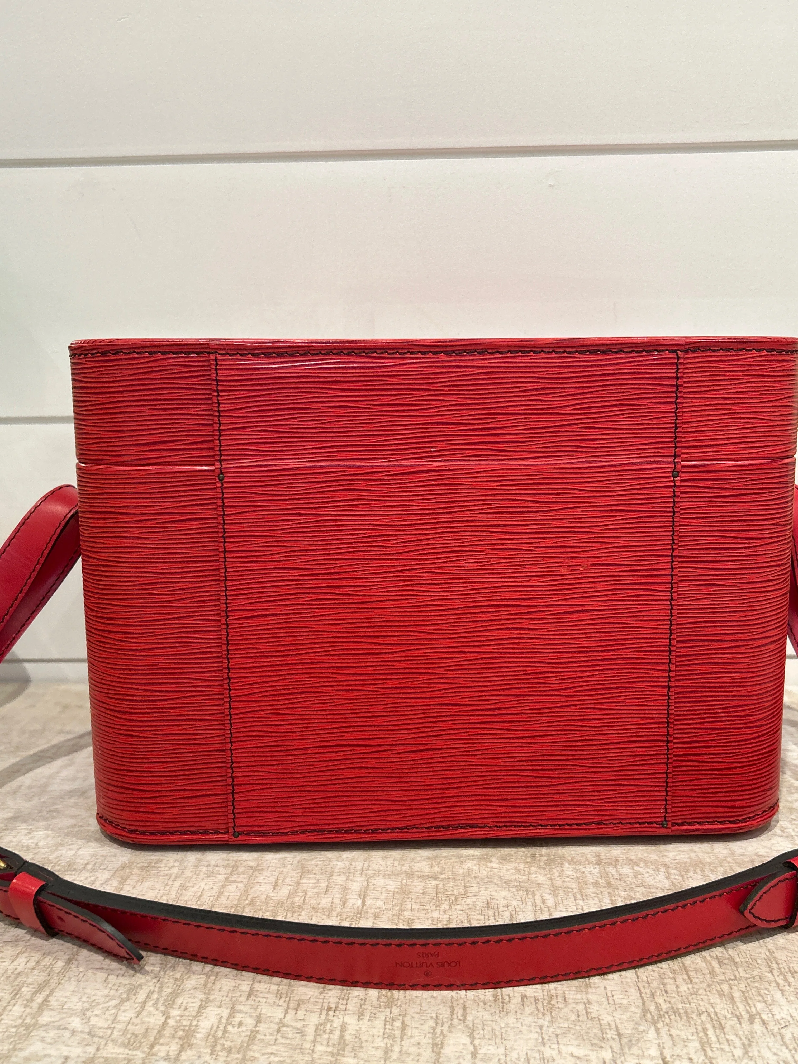 Louis Vuitton Bag, Red Epi Leather Vanity Train Case Shoulder Bag