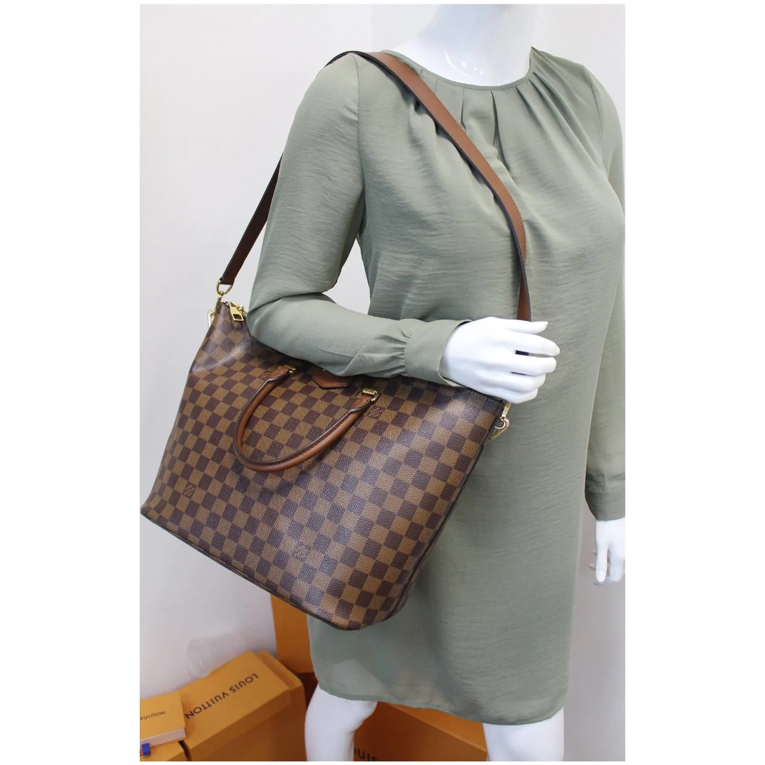 LOUIS VUITTON Belmont Damier Ebene Shoulder Bag Brown