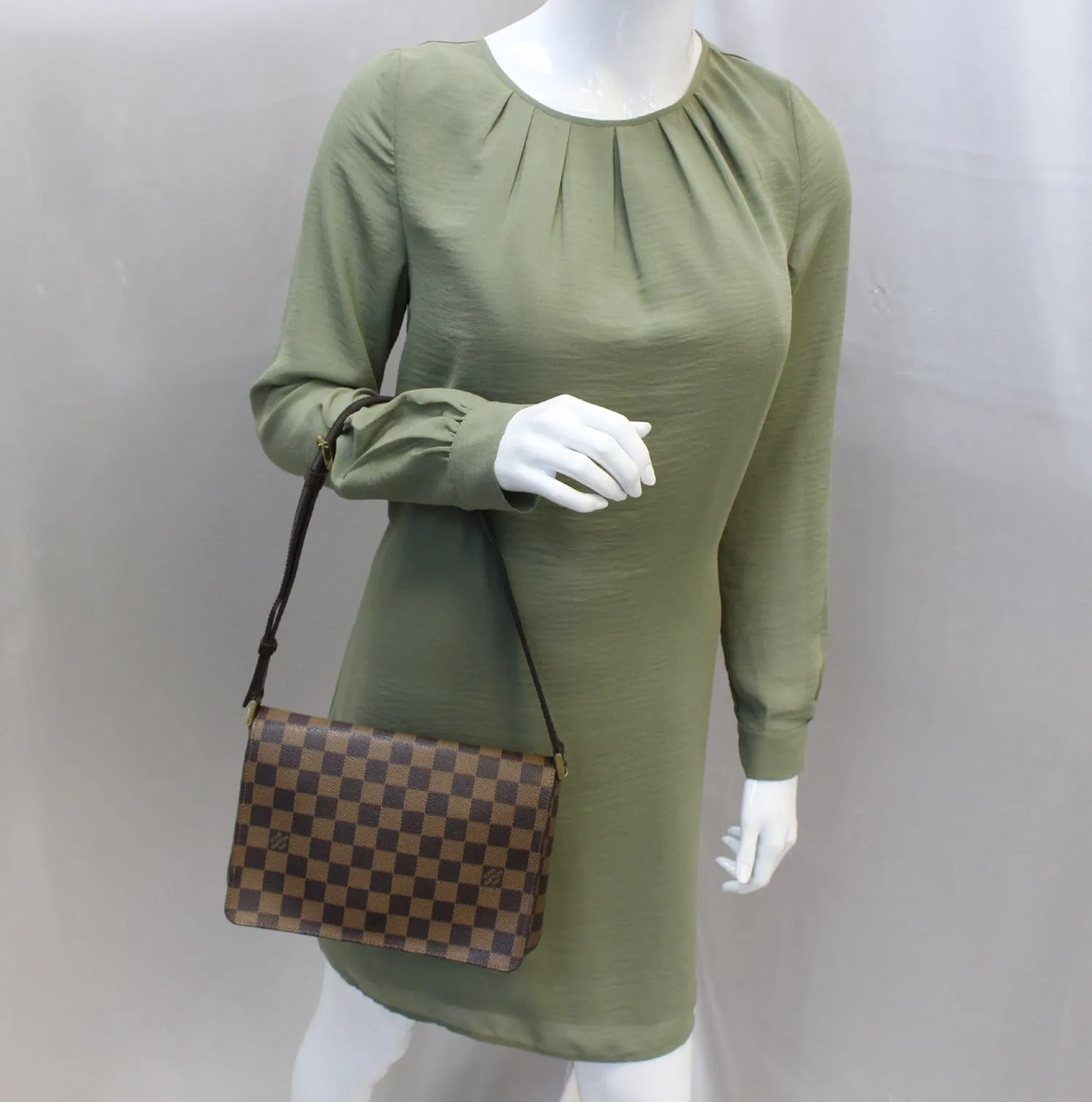 LOUIS VUITTON Damier Ebene Musette Tango Shoulder Bag