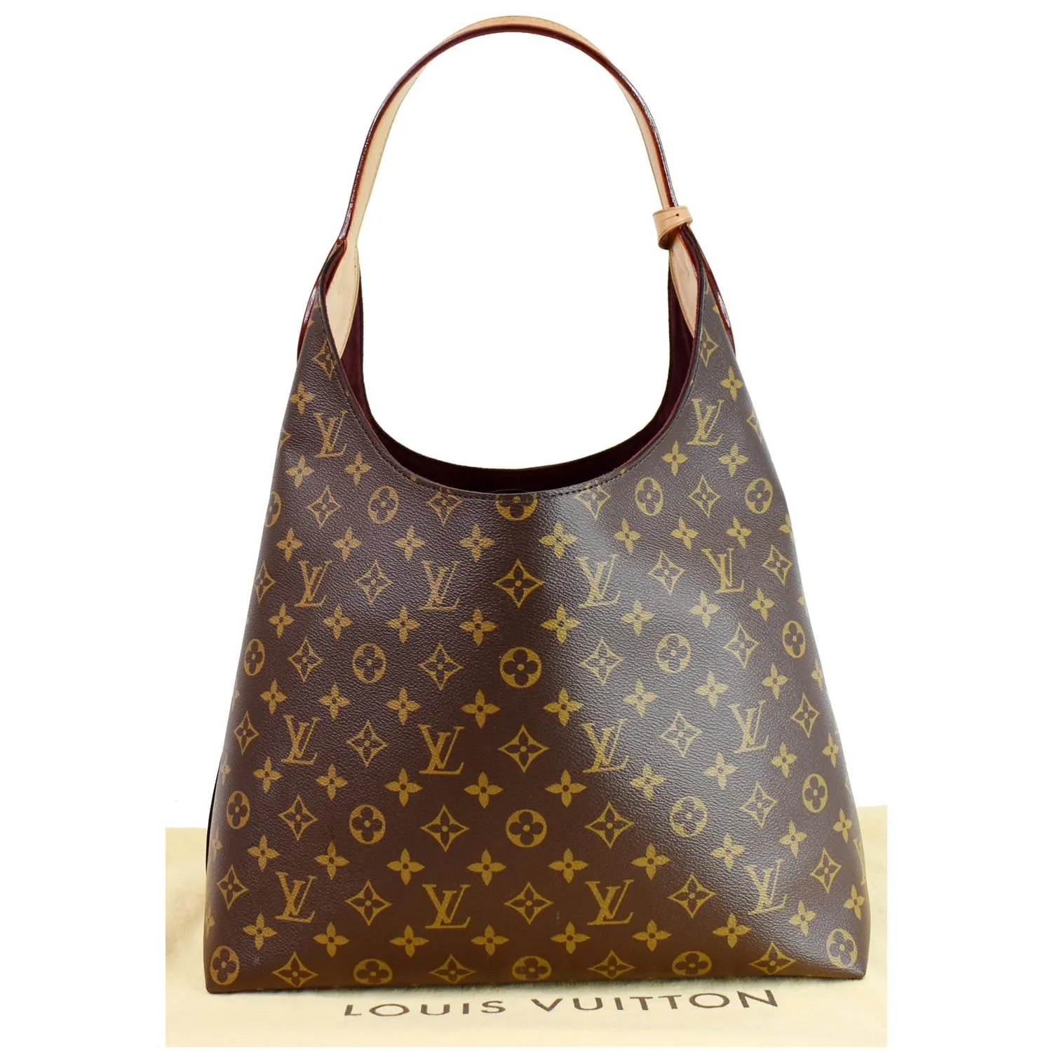 LOUIS VUITTON Flower Monogram Canvas Shoulder Hobo Bag Brown