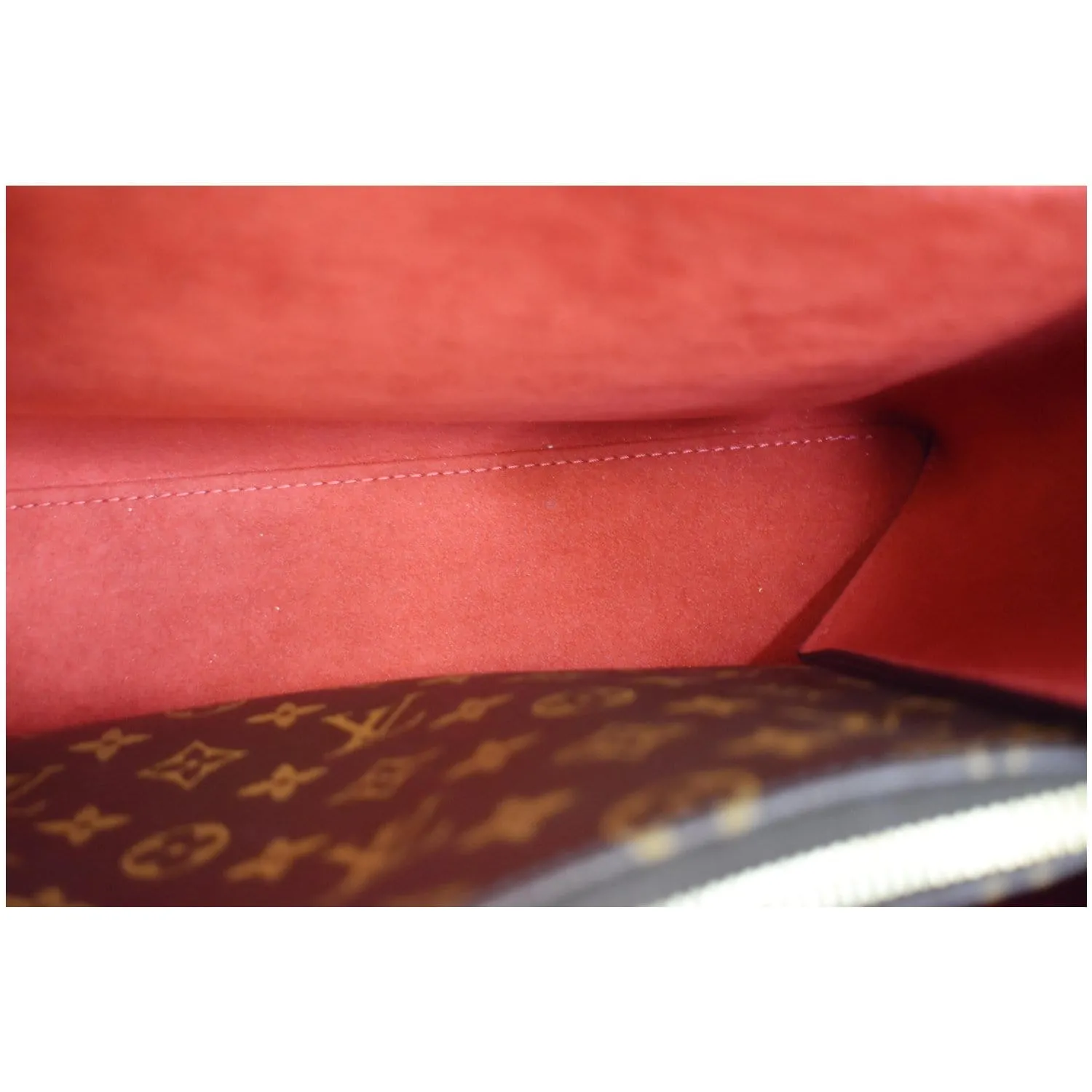 LOUIS VUITTON  Flower Monogram Canvas Tote Shoulder Bag Brown/Red