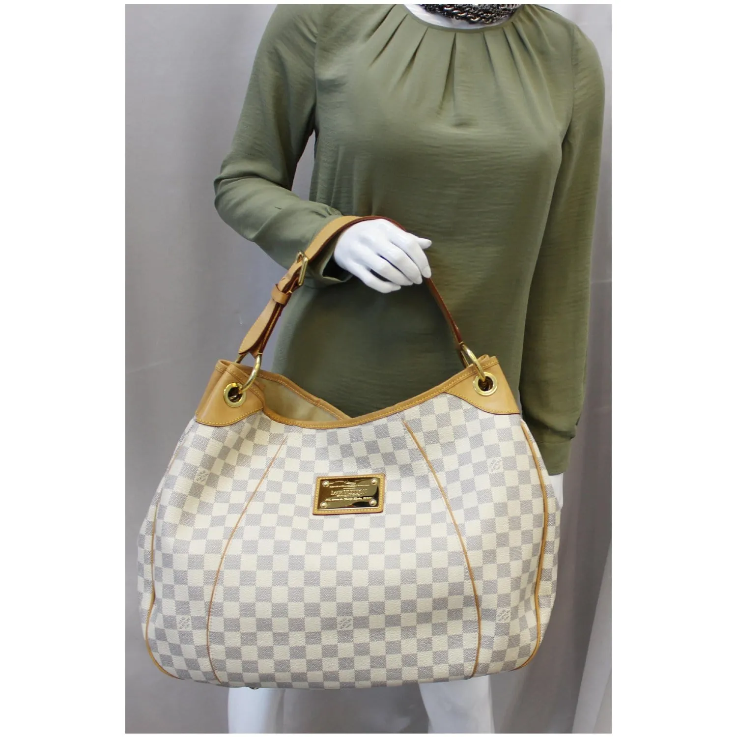 LOUIS VUITTON Galliera GM Damier Azur Shoulder Bag White