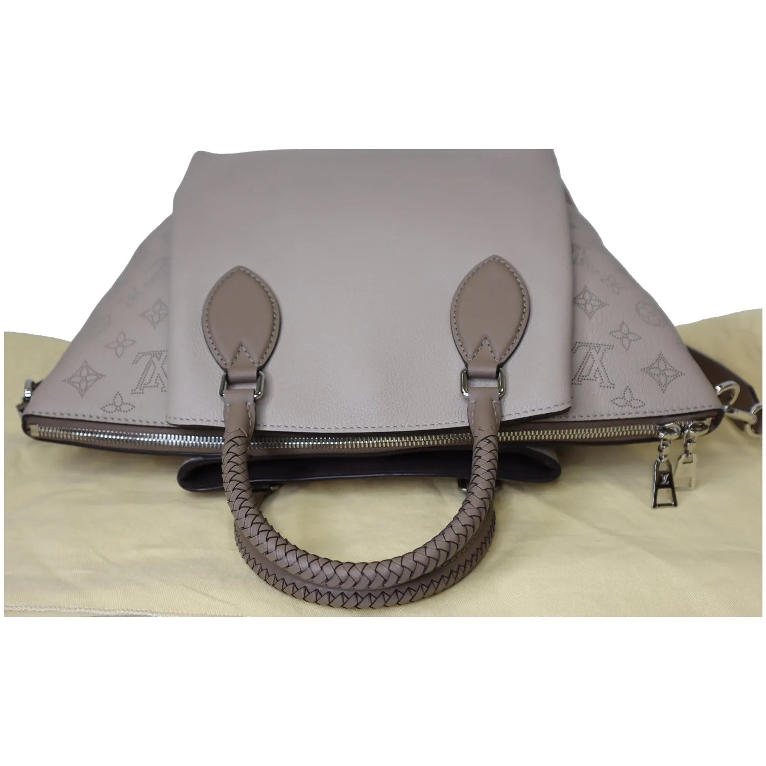 LOUIS VUITTON Haumea Mahina Calfskin Leather Shoulder Bag Galet