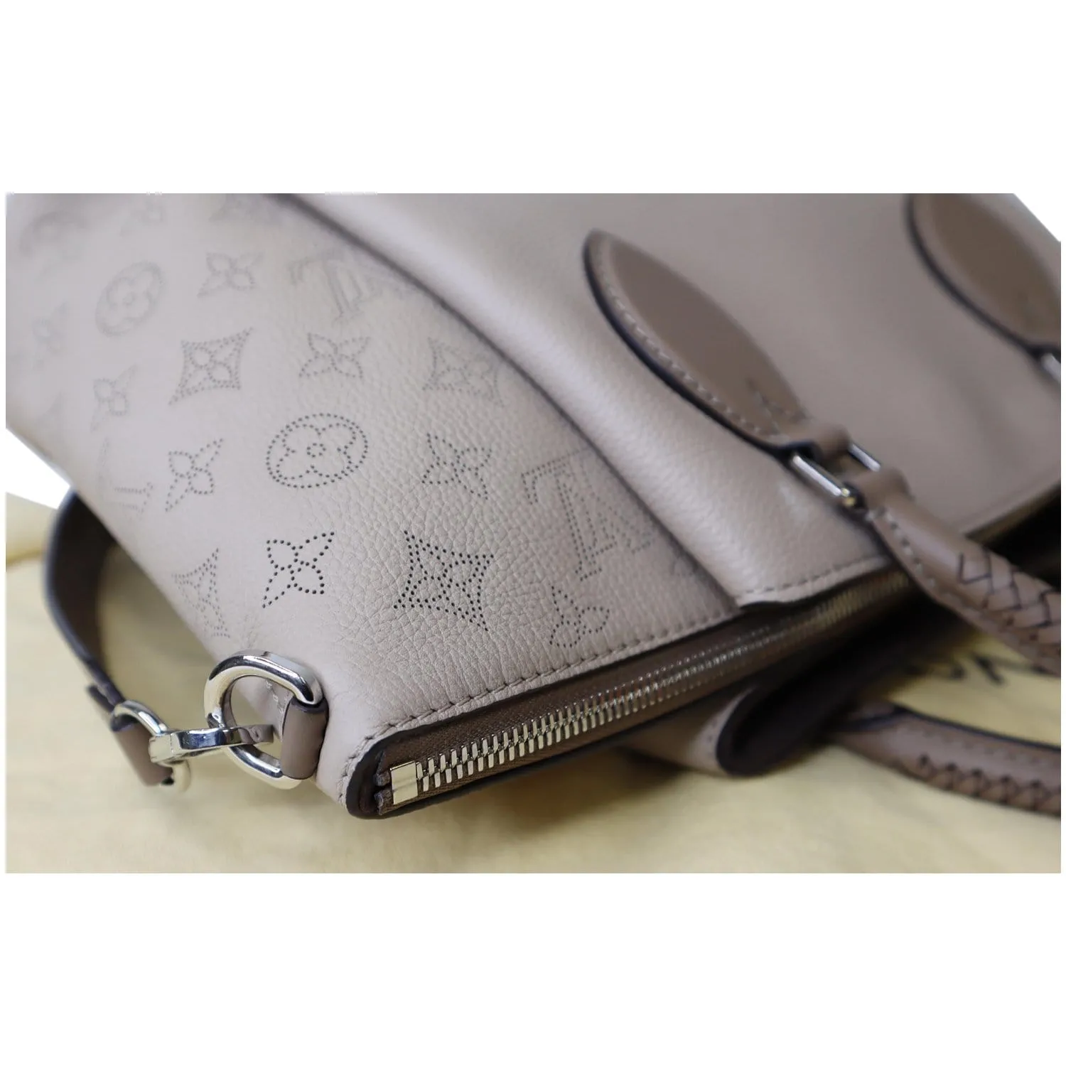 LOUIS VUITTON Haumea Mahina Calfskin Leather Shoulder Bag Galet