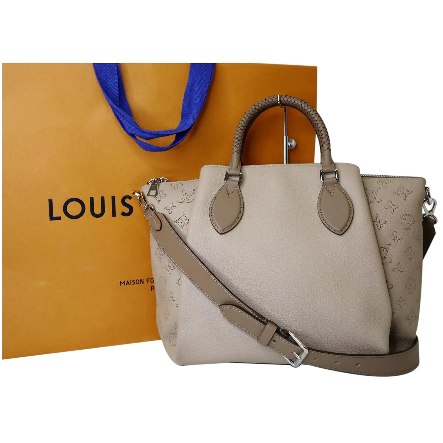 LOUIS VUITTON Haumea Mahina Calfskin Leather Shoulder Bag Galet