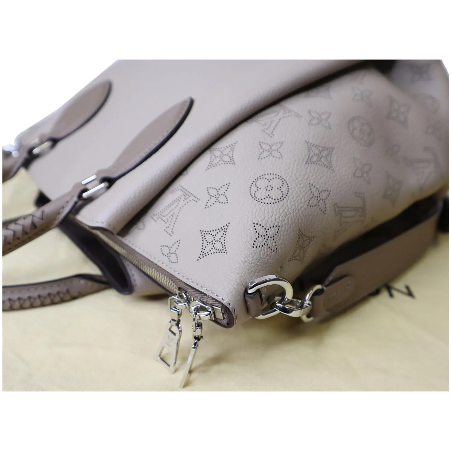 LOUIS VUITTON Haumea Mahina Calfskin Leather Shoulder Bag Galet