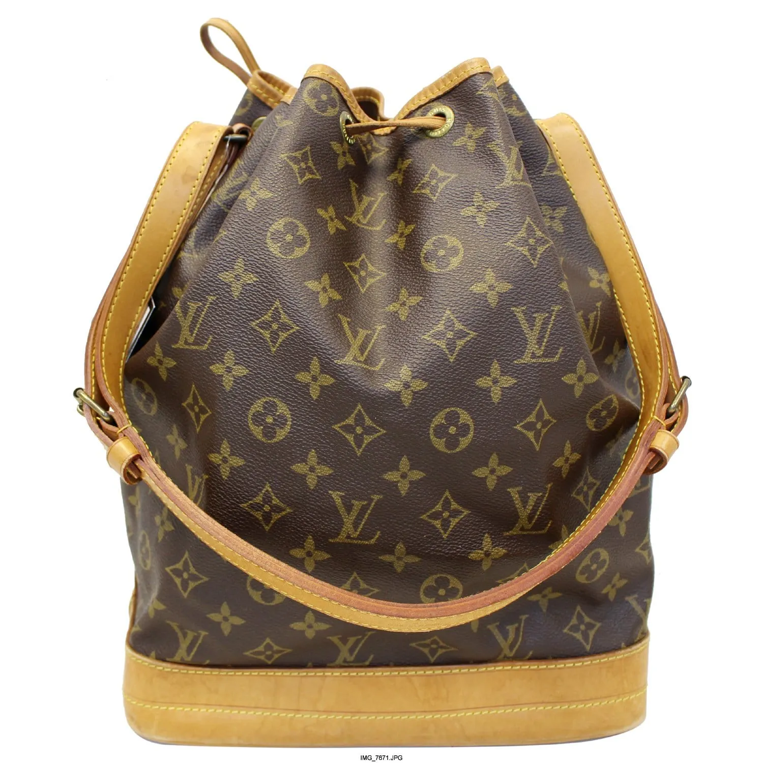 LOUIS VUITTON Large Noe Monogram Canvas Shoulder Bag Brown